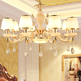 欧式简约锌合金玉石水晶吊灯客厅灯具大气奢华简欧式吊灯卧室餐厅