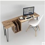 予爱家具美式铁艺实木办公桌台式电脑桌椅组合简约书桌办公室桌