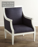美式欧式新古典高档实木单人休闲椅 布艺软包铆钉沙发椅 书椅定制
