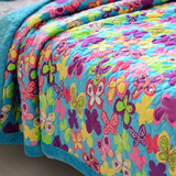 韩国外贸精品超柔短毛绒绗缝单被  冬加厚床单 床盖纯棉斜纹毛毯