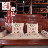 优质棉麻绣花新中式红木沙发软装垫子设计厚布料海绵座垫抱枕扶手