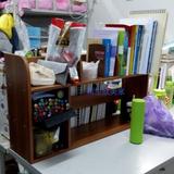 桌上小书架桌面置物架书桌收纳架简易书柜木制小型书架办公储物架