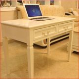 田园写字台书桌现代欧式电脑桌笔记本实木办公桌子白色烤漆小卧室