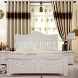 欧式实木床白色1.8米双人床全实木橡木雕花描金卧室储物高箱婚床
