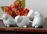 景德镇纯手工陶瓷器摆件工艺品 纯手工捏制 影青瓷4个小号小鸟