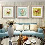 NEW 现代简欧田园乡村客厅装饰画 沙发背景墙三联花卉挂画有框画