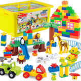 儿童大颗粒塑料拼装积木 1-2-3-6周岁男女孩桶装益智玩具兼容乐高
