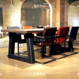 脑桌书桌设计师老板桌餐桌椅美式LOFT复古铁艺实木办公桌工业风电