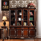 美森堡 奢华美式书柜组合 欧式实木储物书架书房家具法式四门书柜