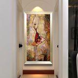 手绘抽象油画美式走廊玄关装饰画客厅竖版走道壁画简约现代芭蕾舞