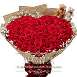 情人节特价99心形红玫瑰花束鲜花速递天津花店送爱人朋友周期购