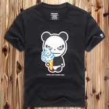 潮流港风卡通你好熊猫冰淇淋男t恤夏季短袖青少年学生上衣打底衫
