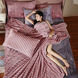 升级珊瑚绒款法莱绒加厚保暖四件套床上用品法兰绒床单床笠式特价