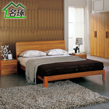 名琢中式实木床橡木床板式床 简约现代1.5米双人床气动高箱床特价