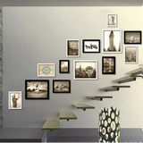 多赞 相片墙  楼梯相片相框墙 欧式家居创意挂墙相框组合