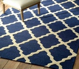 自来利 蓝色地中海格子手工腈纶地毯客厅茶几卧室满铺地毯定制