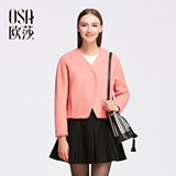 OSA欧莎2015冬季新品女装 时尚啪扣开叉袖口毛呢外套SD557002