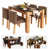 火烧石餐桌实木玄武岩饭桌现代简约中式家具楷模大理石餐桌椅组合