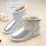 【天天特价】冬新款PU亮片套筒雪地靴防滑厚底保暖女套筒短靴防水
