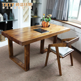 美式简约现代原木实木小户型长方形电脑桌办公桌餐桌椅会议桌组合