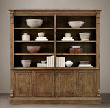 法式复古家具 美国RH橡木全实木雕花柜子 欧式宜家书柜 储物柜