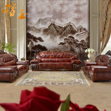 美式真皮沙发欧式头层牛皮厚皮沙发123大户型客厅别墅皮沙发R768