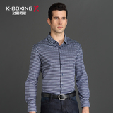 K-boxing/劲霸长袖衬衫 男士格子保暖加厚针织长袖衬衣 CCBU3401