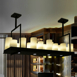 美式乡村现代客餐厅酒吧铁艺长形灯饰 复古创意工业蜡烛台吊灯具