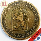 1966年.捷克斯洛伐克1克朗铝青铜硬币.种花少女.23mm.外国老钱币