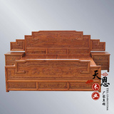 中式实木榆木山水大床1.8米卧室雕刻双人大床带抽屉仿古家具特价