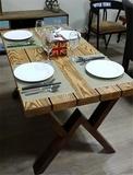 创意北欧宜家原木铁艺餐桌实钢木复古酒吧桌椅餐厅阳台咖啡桌特价