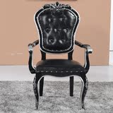 欧式椅子新古典餐椅实木餐椅酒店咖啡厅椅子黑色描银椅子布艺餐椅