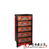 手工彩绘中国风5斗柜现代玄关柜储物柜中式边柜可定做实木老家具