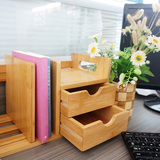 楠竹简易桌面收缩书架移动台面小书架创意办公室拉伸书架置物架