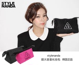 现货 韩国正品stylenanda 3CE经典 粉色 黑色 超大空间化妆包
