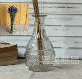 复古玻璃浮雕小花瓶 密封瓶  水培容器红酒/干花瓶 zakka杂货