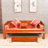 罗汉床实木客厅中式仿古榆木沙发床明清古典雕花龙榻茶几组合家具