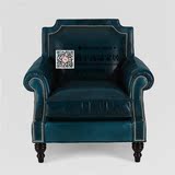 美式乡村法式单人沙发欧式复古新古典皮艺沙发休闲老虎椅可定制