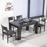 餐桌可椅组合简约现代 黑色橡木贴皮长方形餐台 大小户型饭桌包邮