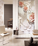 3D立体浮雕牡丹玄关壁纸 客厅餐厅走廊过道墙纸大型壁画 无缝墙布