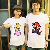 超级玛丽短袖T恤可爱衣服衫纯棉动漫卡通夏季男女情侣装韩版潮
