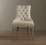 特价美式实木软包布艺餐椅 新古典欧式书椅化妆凳 书房餐厅家具