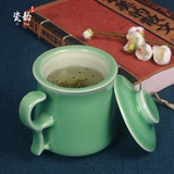 正品龙泉青瓷泡茶杯 办公室茶杯 过滤杯子陶瓷带盖茶水分离马克杯