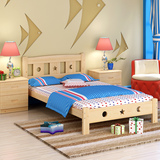 简约现代单人床1米1.2米1.5米双人床松木儿童床实木男孩女孩公主