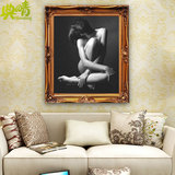 美女人体艺术油画黑白现代画卧室墙装饰画酒店卫浴间手绘壁画RR29