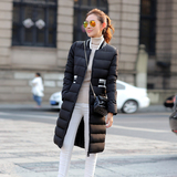 2015冬装新品韩版加长款棉衣女修身显瘦过膝羽绒棉服立领大码外套