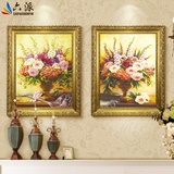 六派欧式美式装饰画沙发背景花卉油画壁画餐厅画有框客厅双联画