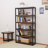 复古美式书架落地置物架书柜简约铁艺实木办公室创意书柜个性定制