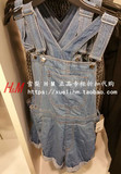 H&M HM女装专柜正品折扣代购 浅蓝色牛仔背带短裤 0423972
