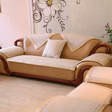 皮沙发垫防滑四季布艺亚麻坐垫 欧式简约春夏现代沙发垫子定做